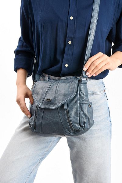 571 Collections Çanta Geantă de umăr din piele artificială albastră (model: 571-13-13N)