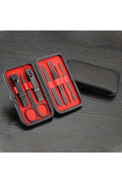 farissu Matte Black 7 Piece Special Nail Care Set