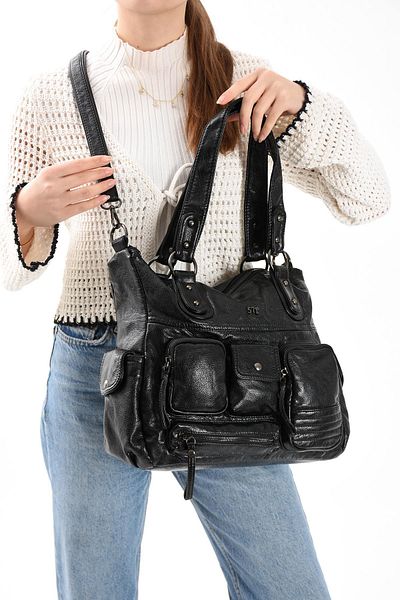 571 Collections Çanta Faux Leather Shoulder Bag Black (Model: 571-13-13L)
