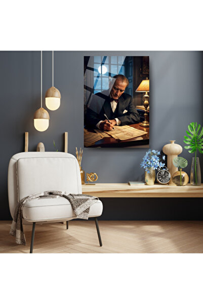 Glit Glass Atatürk Cam Tablo - Şıklığın ve Tarihin Buluşması