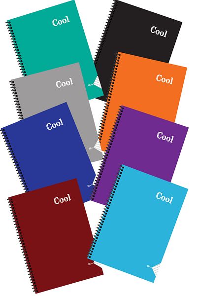 Andofis A4 Size 60 Sheets Cool School Notebook 8Pcs Plastic Cover with Spiral Binding 4 Types Design
