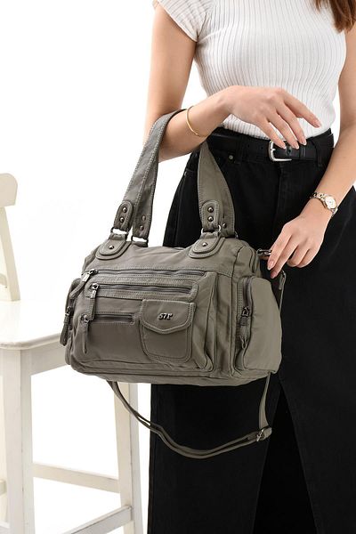 571 Collections Çanta Faux Leather Shoulder Bag Gray (Model: 571-13-10R)