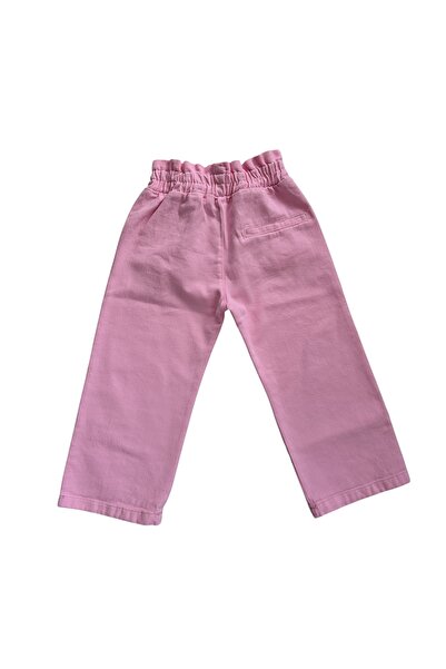 MDYOOL Kiz Çocuk %100 Pamuk Konforlu Özel Kumaş Regular Fit Beli̇ Lasti̇kli̇ Pembe Pantolon