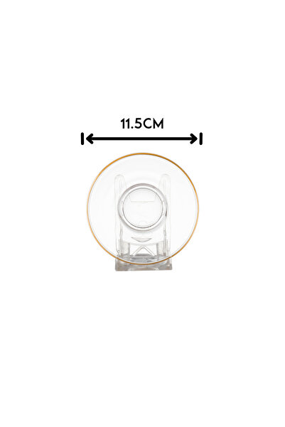 Blinkmax Set of 6 clear glass tea cups with gold line