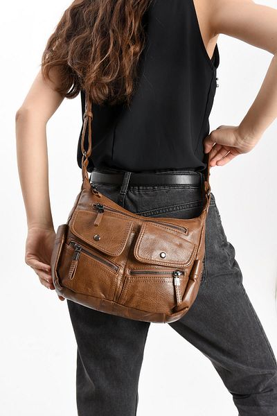 571 Collections Çanta Чанта за през рамо от изкуствена кожа, кафява (модел: 571-13-13J)