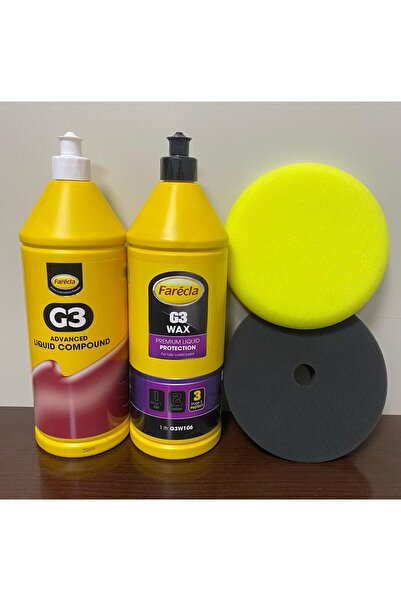 Farecla G3 Pasta 1lt + G3 Wax Cila 1 Lt + Cırtlı Sarı-siyah Pasta Cila Süngeri