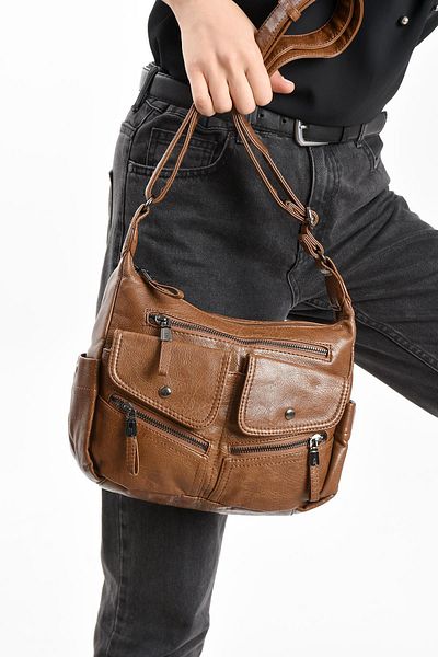 571 Collections Çanta Чанта за през рамо от изкуствена кожа, кафява (модел: 571-13-13J)