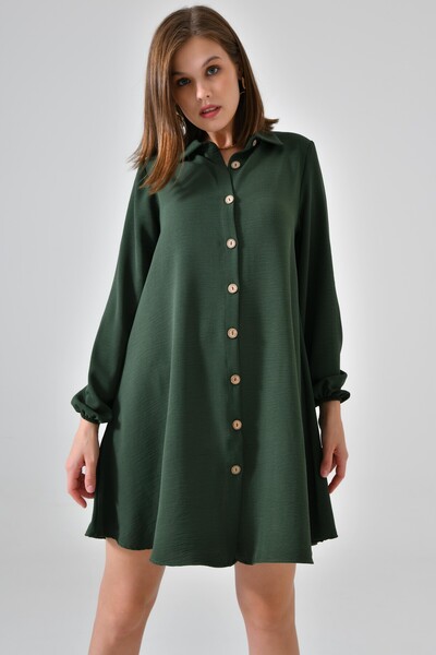 Saade Τούνικ με ξύλινα κουμπιά σε σκούρο χακί