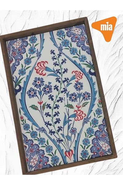 KATREMİA Shams 101 Tile-Wooden Baked Dried Beech Tiled Tray 25-40 cm