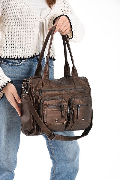 571 Collections Çanta Faux Leather Shoulder Bag Bronze (Model: 571-13-10P)