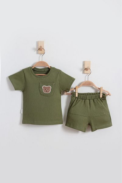 Sincap Baby Girl-Boy's Twill Shorts Set of 2 with Pockets and Embroidery Detail