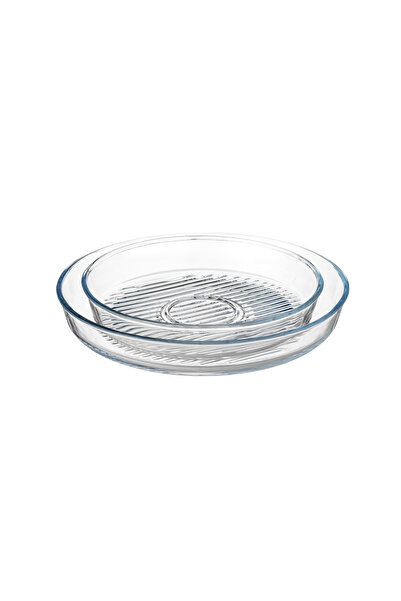 Dania 2-Piece Round Bottom Heat-Resistant Glass Oven Trays