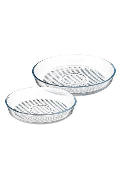 Dania 2-Piece Round Bottom Heat-Resistant Glass Oven Trays