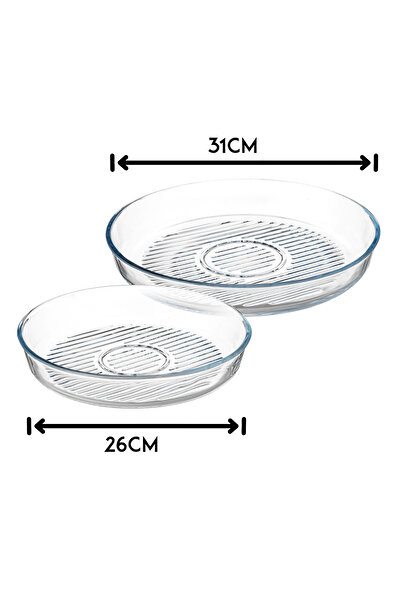 Dania 2-Piece Round Bottom Heat-Resistant Glass Oven Trays