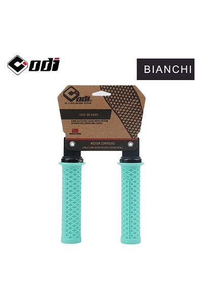 ODI VS-21 Bianchi ODI VS-21 MTB Handlebar Grips Silicone Lock-On Bicycle Cover Updated Waffle Pattern An