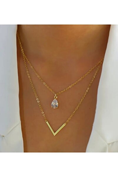 elyius SU DAMLASI V-ŞEKİLLİ KOLYE