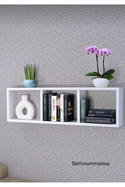 Bathroommanisa yatay raf, kitaplık, duvar rafı, aksesuar raf, dekor raf, beya...