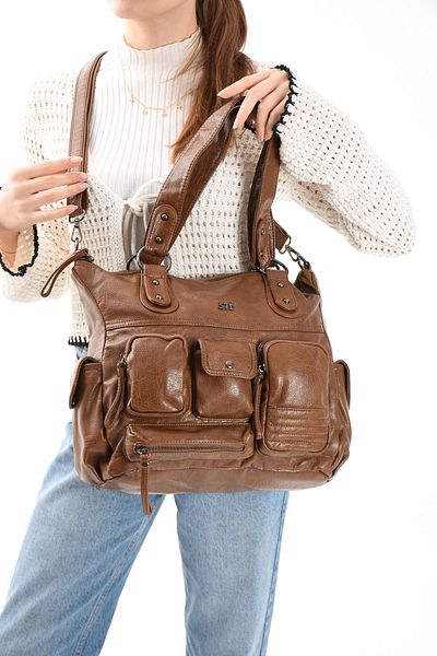 571 Collections Çanta Чанта за през рамо от изкуствена кожа, кафява (модел: 571-13-13L)