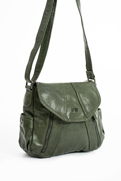 571 Collections Çanta Faux Leather Shoulder Bag Green (Model: 571-13-13N)