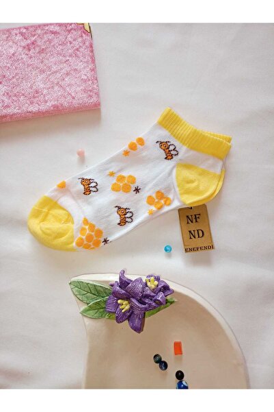 ENEFENDİ 2 чифта чорапи без шевове, мек памук, къси до глезена, с шарки, дамски чорапи, размер 36-40