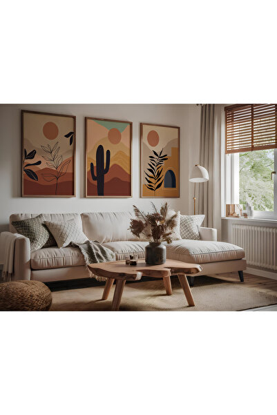 ARTCASTLE Set de 3 tablouri cu ramă din lemn Desert