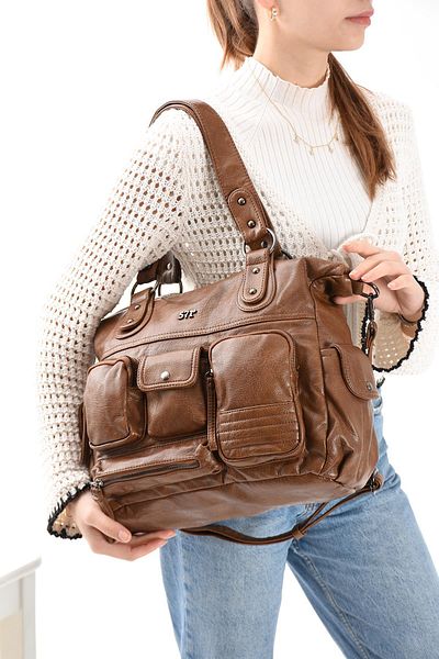 571 Collections Çanta Чанта за през рамо от изкуствена кожа, кафява (модел: 571-13-13L)