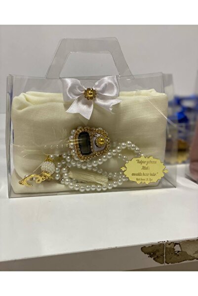 Azra 10'lu Paket Kadın Umre, Hac Hediyelik Seti, Tülbent, İnci Tesbih, Taşlı Zikirmatik