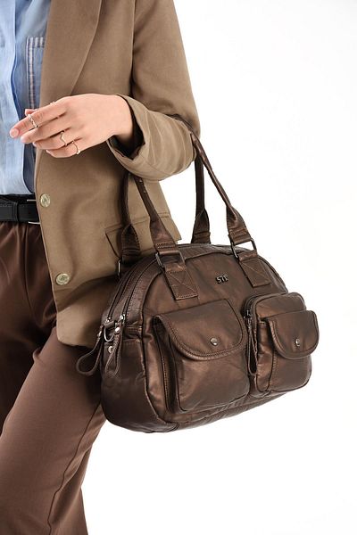 571 Collections Çanta Faux Leather Shoulder Bag Bronze (Model: 571-13-10N)