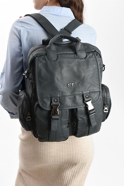 571 Collections Çanta Geantă de umăr din piele artificială albastră (MODEL: 571-13-10H)