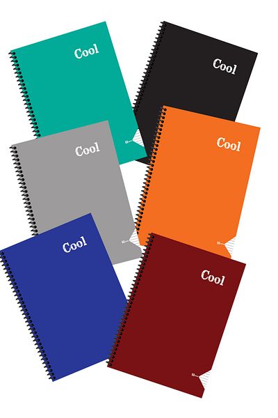 Andofis Cool Notebook A5 72 Sheets Checkered 6 School Notebook Spiral Plastic Cover Notebook