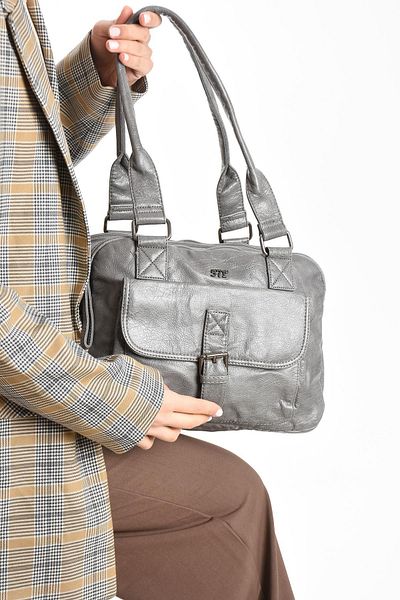 571 Collections Çanta Faux Leather Shoulder Bag Gray (Model: 571-13-13K)