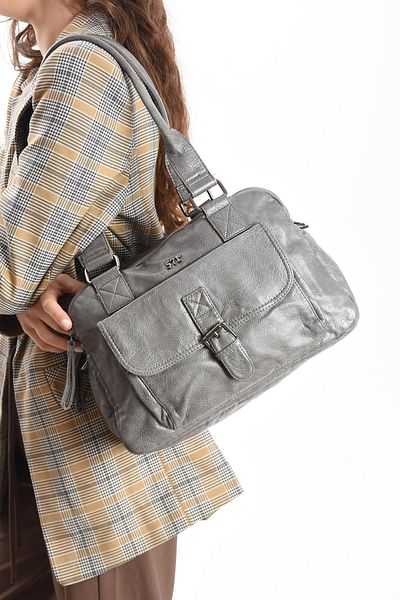 571 Collections Çanta Faux Leather Shoulder Bag Gray (Model: 571-13-13K)