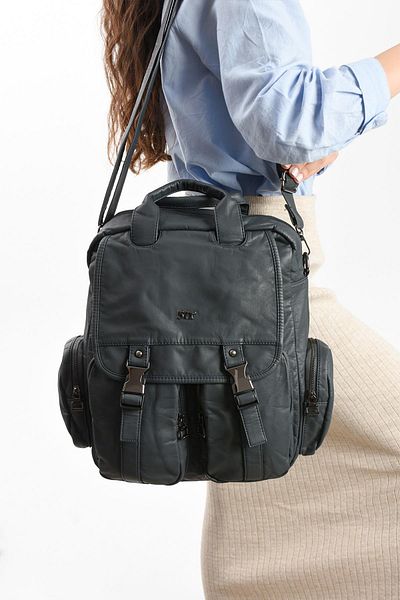 571 Collections Çanta Geantă de umăr din piele artificială albastră (MODEL: 571-13-10H)