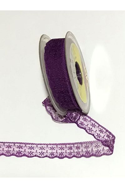 Majestik Tulle Guipure (scallop) 2.5cm. 2.35 Meters. Purple