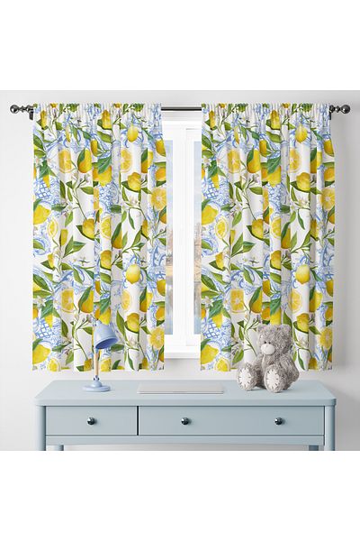 Viadela Fruit Patterned Background Curtain - Vibrant and Fresh Design (Single Wing)