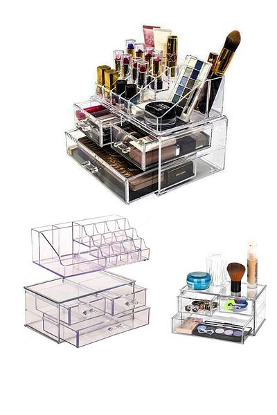 Hayveys home Cutie de machiaj Organizator de accesorii pentru bijuterii cu 3 sertare și raft superior