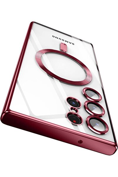 UnDePlus Samsung Galaxy S25 Ultra Kılıf Magsafe Kamera Lensli Korumalı Şeffaf Silikon Kapak