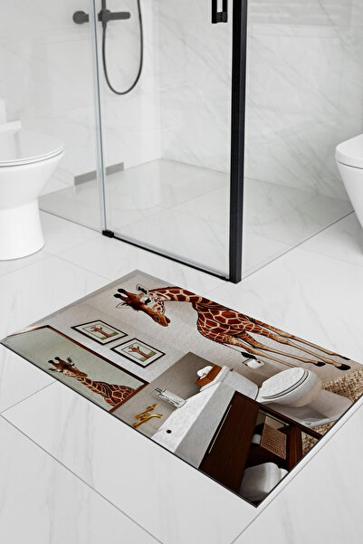 Rugs Modern Halı Kemal Koleksiyonu Banyo Aynasındaki Zürafa Desenli Dokuma Ta...