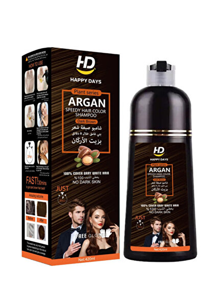 HD HAPPY DAYS هبي ديز شامبو صبغة للشعر 420 مل ارغان بني غامق