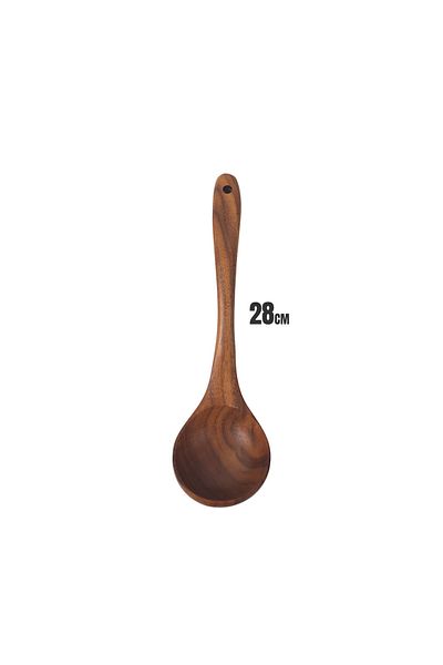 Deconox Natural Acacia Wood Hand Carved Serving Ladle 28cm Antibacterial Durable and Environmentally Friendly.