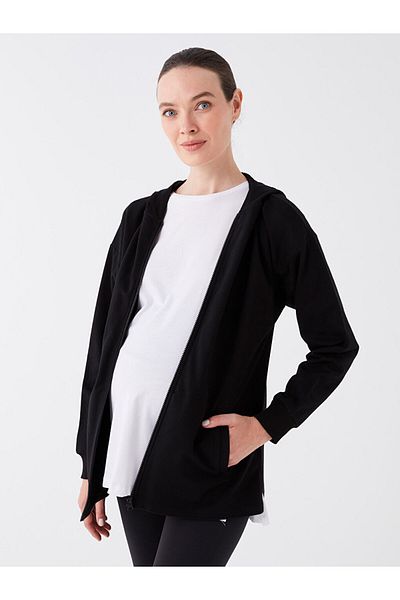 LC Waikiki Hooded Solid Long Sleeve Maternity Sports Cardigan - L