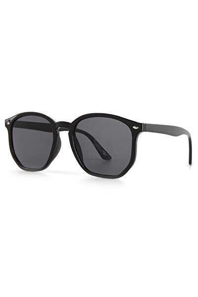 MACERATİ Bone Pentagonal Unisex Black Geometric Ultra Light Sunglasses