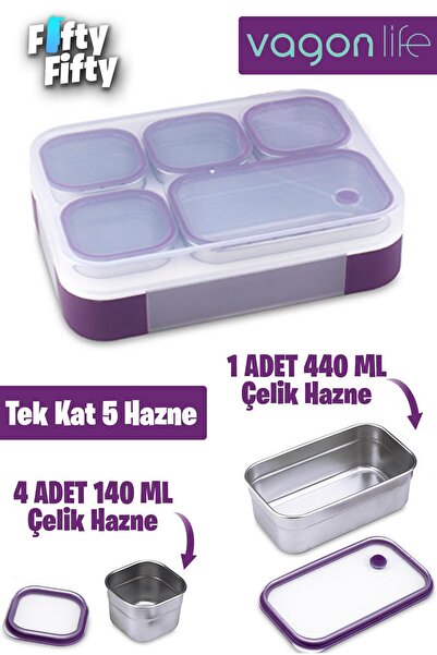 Vagonlife Lunch Box 1000 ML (Sızdırmaz,Karışmaz 5 Hazneli) Yeni Nesil Sefer T...