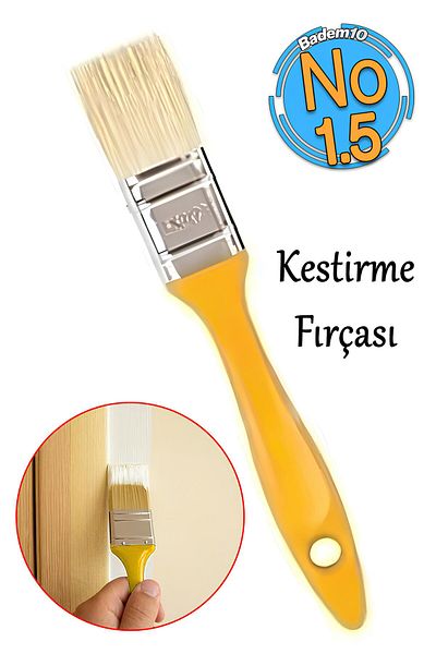 Badem10 Trimming Painting Brush with Handle - Plastic Handle No 1.5 for Ceiling and Exterior