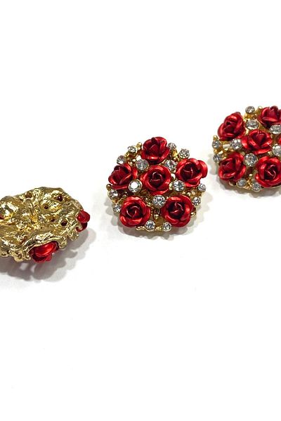 karantuhafiye Stone Button / Stone Rose Model Button / Bunch Red