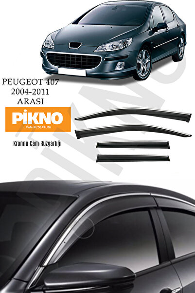 pikno Peugeot 407 2004-2011 Kromlu Cam Rüzgarlığı 4'lü Set A+ Plus