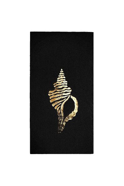 Story 40X40 cm Gold Foil Sea Minaret Shell Marine Patterned Pack of 16 Black Colored Paper Napkins