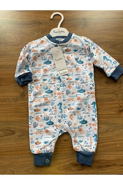 Pierre Cardin Patterned 100% Cotton Snap Closure Footless Baby Jumpsuit