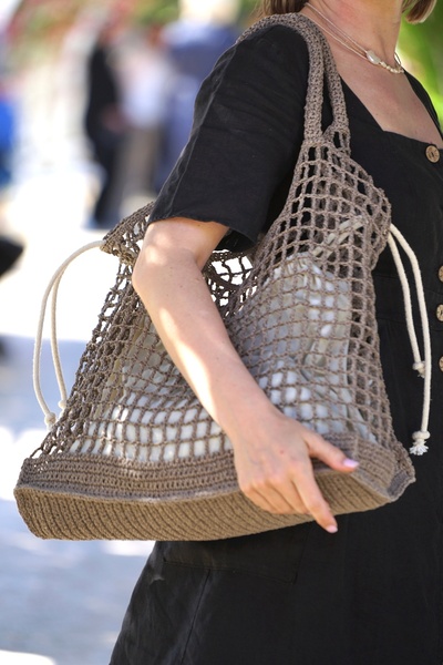 Anna Larina Yazlık Örgü Shopper Çanta Büyük Plaj Çantası
