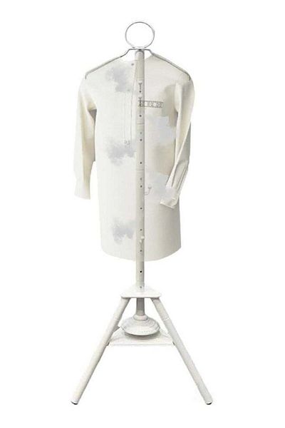 Cady One Garment Steamer Stand Black 175cm, Garment Steamer with Stainless Steel Robe Hooks (White)